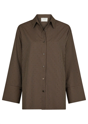 Dita striped line skjorte Dark Brown Neo Noir 